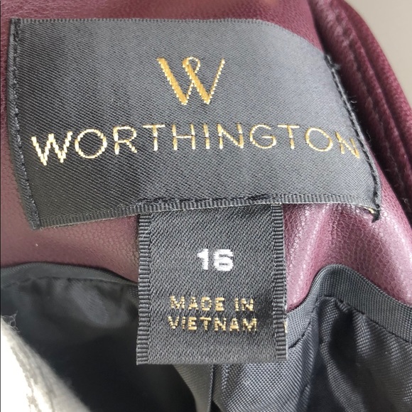 Worthington Burgundy Soft Faux Leather Jacket - Picture 6 of 7